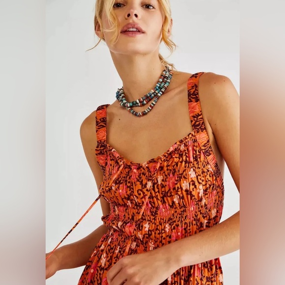 FREE PEOPLE Sz S GLOW UP MAXI DRESS IN BURNT ORANGE - Picture 2 of 6